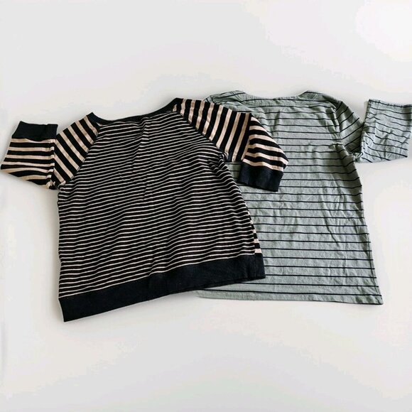 Jones New York Top Womens XL Lot of 2 Stripes 3/4 Sleeve Cotton Cottage Casual - Picture 2 of 16